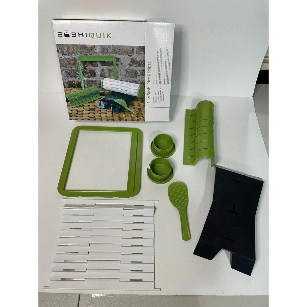 SushiQuik Sushi Making Kit Green Excellent Complete DIY Roller Set